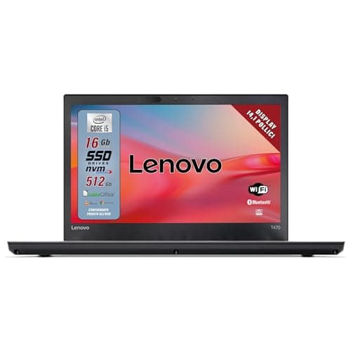 Lenovo, Pc portatile Intel Core i5 Pronto All'Uso con Pacchetto libre office, Notebook Con Display HD da 14", Ram 16Gb, SSD 512Gb, Garanzia Italiana (Ricondizionato)