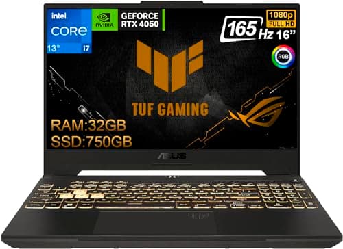 ASUS TUF Gaming F16, Notebook Display 16" FHD AG, 165Hz, Intel Core 13esima Gen i7-13650HX, RAM 32GB DDR5, SSD Pcie 750GB,NVIDIA GeForce RTX 4050 6GB, Win 11 Pro,Tastiera RGB