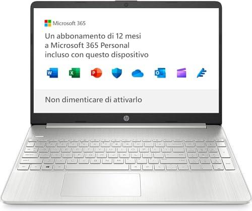 HP Laptop 15s-fq3003sl, Notebook, Intel Celeron N4500, RAM 4GB DDR4, SSD 128 GB, Grafica Intel UHD, Schermo 15.6” FHD Antiriflesso, Webcam 720p, Lettore Schede SD, Windows 11 S, Microsoft 365, Argento