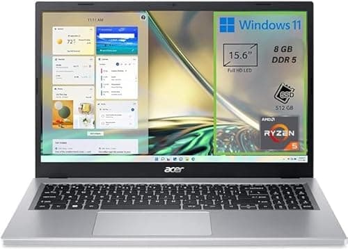 Acer Aspire 3 A315-24P-R8DK PC Portatile, Notebook, Processore AMD Ryzen 5 7520U, RAM 8 GB DDR5, 512 GB PCIe NVMe SSD, Display 15.6" FHD LED, Scheda Grafica AMD Radeon, Windows 11 Home, Silver